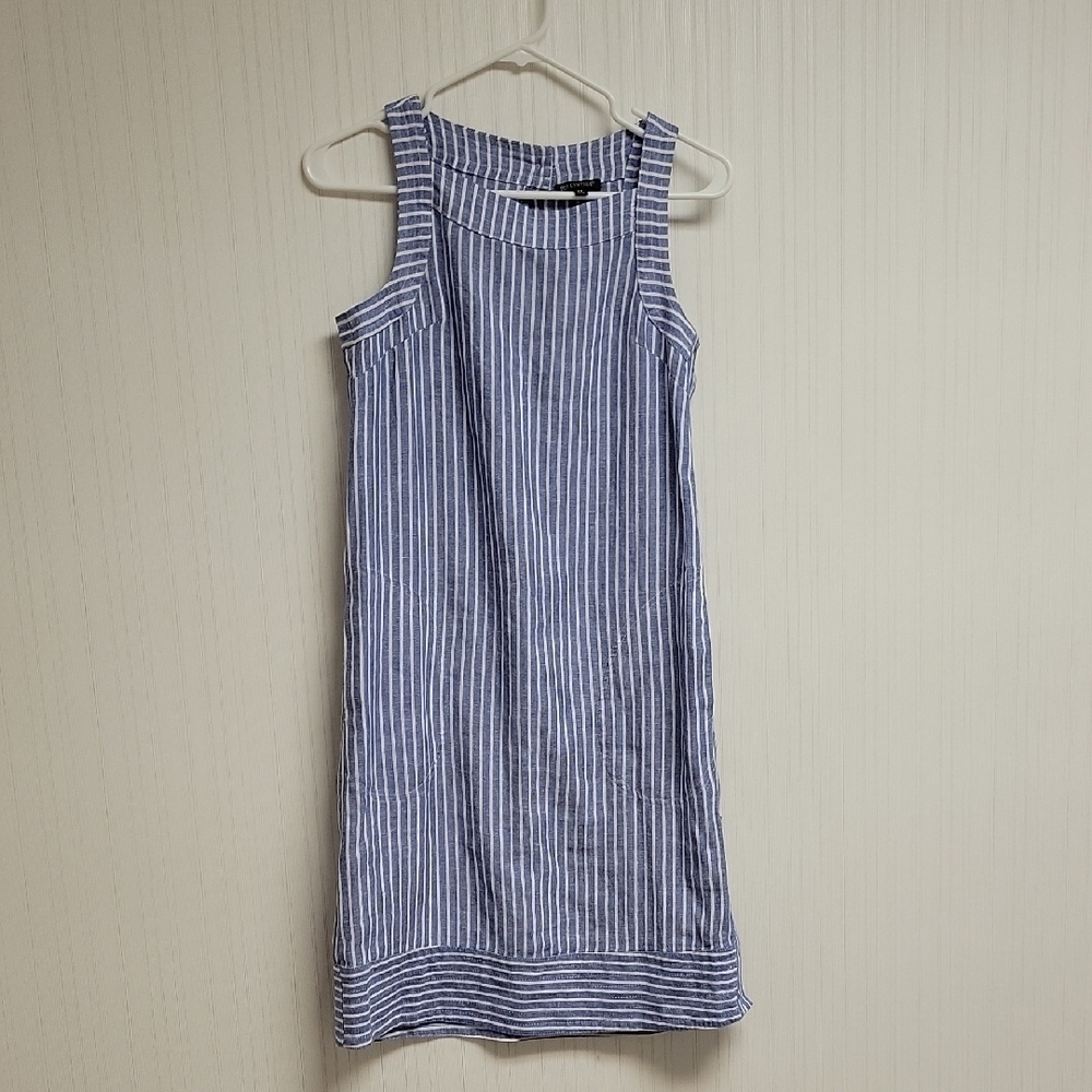 For Cynthia Blue & White Sleeveless Sheath Dress XS Linen New summer lightweight